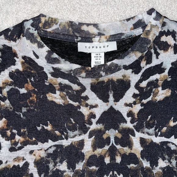 Topshop Mesh Pattern Long Sleeve Tight Dress - Picture 2 of 9